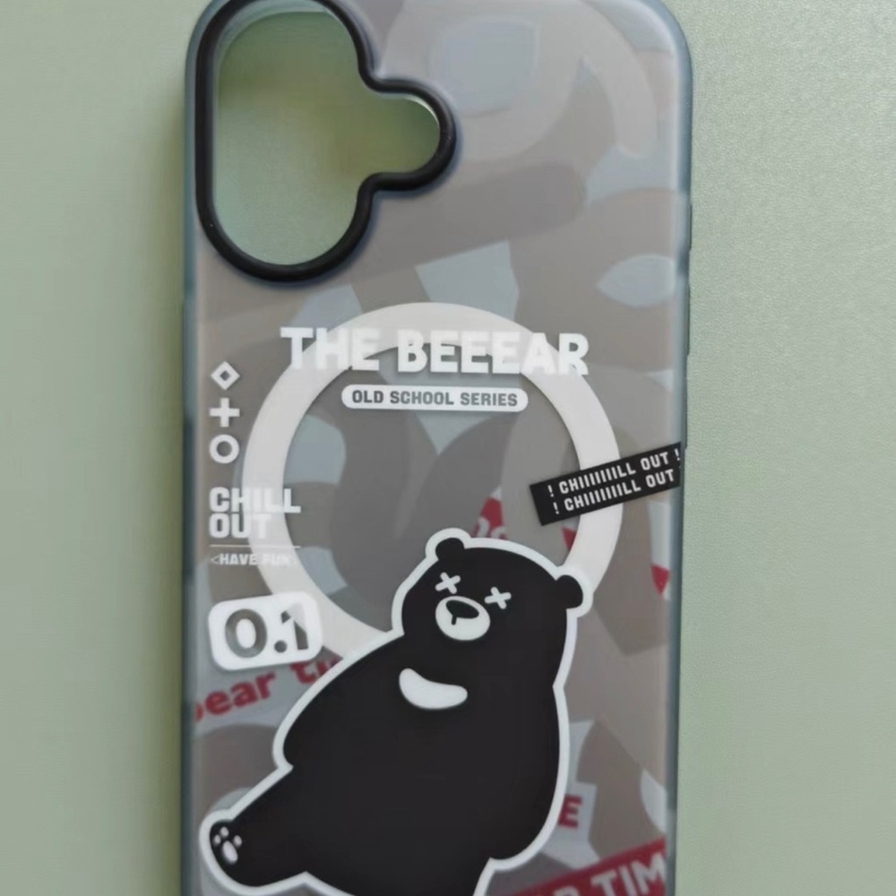 Grey Graphic Bear Phone Case